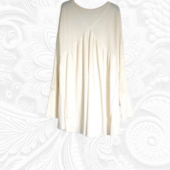 Free People Large "We the Free" Cream Tunic Top - Picture 3 of 4